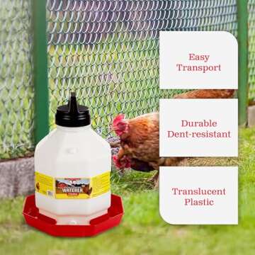 Little Giant PPF5 5 Gallon Automatic Poultry Waterer for Chickens, Red (2 Pack)