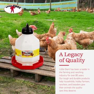 Little Giant PPF5 5 Gallon Automatic Poultry Waterer for Chickens, Red (2 Pack)