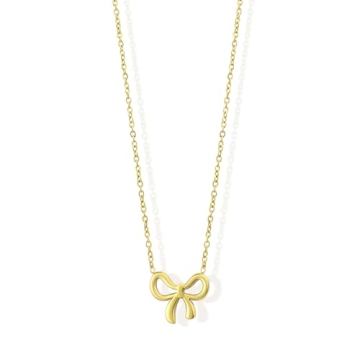 JA.S.JR 14K Gold Plated Bow Necklace - Elegant Jewelry for Women