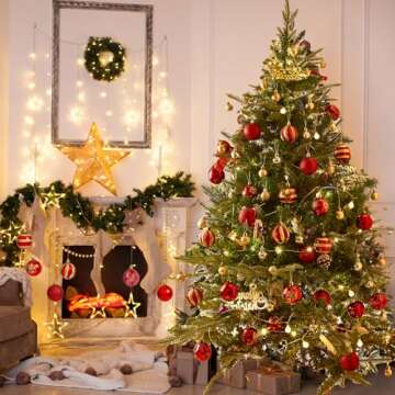 44PCS Christmas Balls Ornaments Set: Red and Gold Decorations Christmas Ball 2025 Xmas Tree Shatterp...