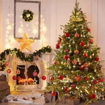 44PCS Christmas Balls Ornaments Set: Red and Gold Decorations Christmas Ball 2025 Xmas Tree Shatterp...