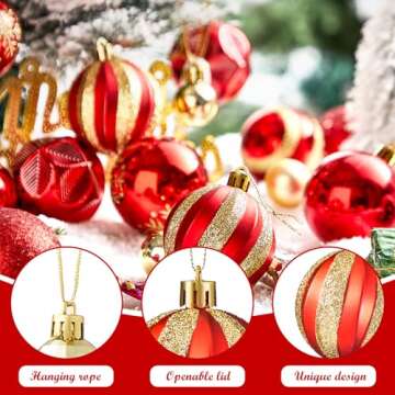 44PCS Christmas Balls Ornaments Set: Red and Gold Decorations Christmas Ball 2025 Xmas Tree Shatterproof Hanging Gifts for Womens Men Holiday Party Indoor Outdoor 10 Style