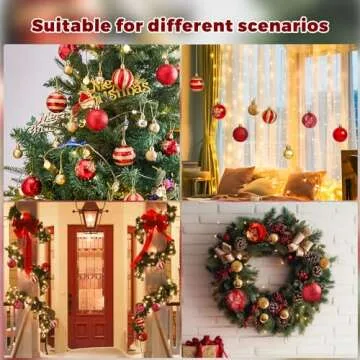 44PCS Christmas Balls Ornaments Set: Red and Gold Decorations Christmas Ball 2025 Xmas Tree Shatterproof Hanging Gifts for Womens Men Holiday Party Indoor Outdoor 10 Style