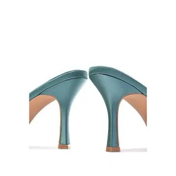 Cape Robbin Rewind Sexy Woven High Heels for Women, Square Open Toe Shoes Heels - Teal Size 10