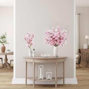 Sggvecsy 6 Pcs Artificial Cherry Blossom Flowers for Decor