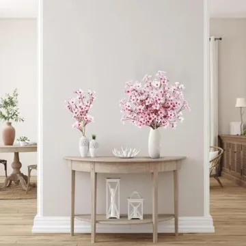 Sggvecsy 6 Pcs Artificial Cherry Blossom Flowers for Decor
