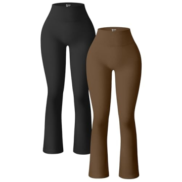 OQQ Women's High Waist Ribbed Flare Pants for Yoga