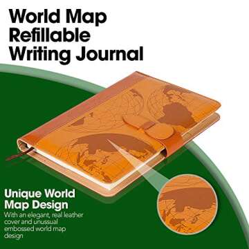 The Amazing Office World Map Refillable Journal – 5x8 Writing Notebook with Strong Clasp and 200 L...