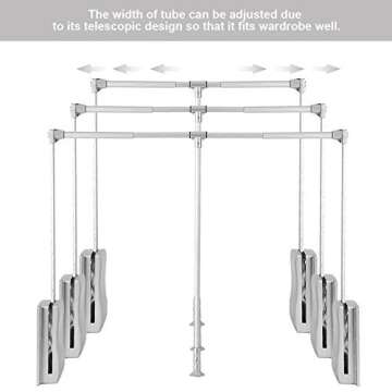 Nisorpa Pull Down Closet Rod Wardrobe Lift Wide Adjustable 35-48inch Aluminium Retractable Cabinet R...