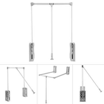 Nisorpa Pull Down Closet Rod Wardrobe Lift Wide Adjustable 35-48inch Aluminium Retractable Cabinet Rail Lifter Hanger Organizer Storage System Buffer Return Space Saving Weight Capacity 23lbs