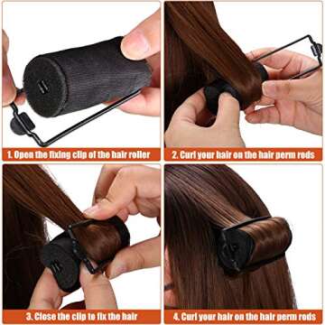 40 Pieces Sponge Hair Rollers Satin Rollers Silk Foam Rollers Women Hair Curlers with Duck Teeth Clips for Hairdressing Styling(Multi-size,Black)