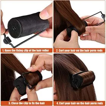 40 Pieces Sponge Hair Rollers Satin Rollers Silk Foam Rollers Women Hair Curlers with Duck Teeth Clips for Hairdressing Styling(Multi-size,Black)