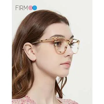 Firmoo Oversize Blue Light Blocking Glasses, Anti Headache Anti Eye Strain UV Cut, Computer Glasses Blue Light Filter Glasses for Digital Screens (Ivory Brown)