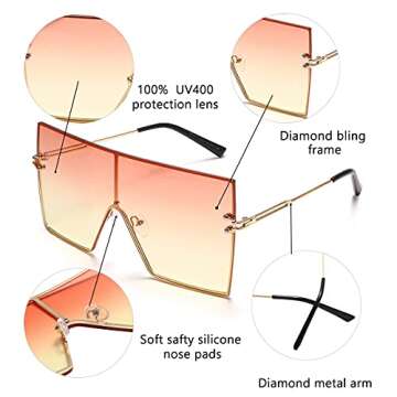 GUVIVI Futuristic Oversized Wrap-Around Sunglasses for All