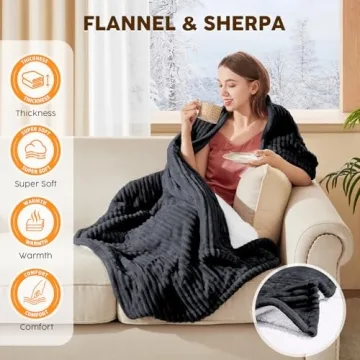HYLEORY Cozy Heated Blanket with Safety Features and Style