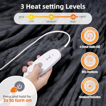 HYLEORY Cozy Heated Blanket with Safety Features and Style