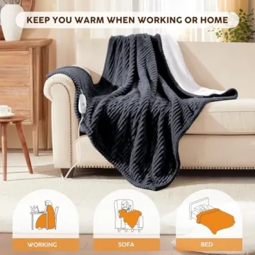 HYLEORY Cozy Heated Blanket with Safety Features and Style