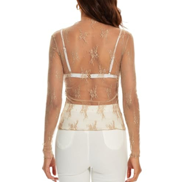 Trending Women's Long Sleeve Mesh Lace Top For Layering  Style