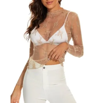 Trending Women's Long Sleeve Mesh Lace Top For Layering  Style