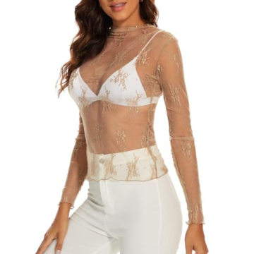Trending Women's Long Sleeve Mesh Lace Top For Layering  Style