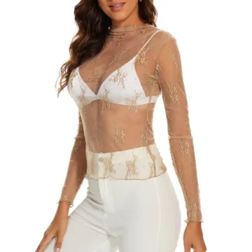 Trending Women's Long Sleeve Mesh Lace Top For Layering  Style