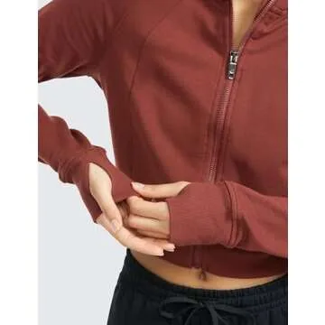 CRZ YOGA Women's Fleece Zip Up Cropped Hoodie Stylish Activewear
