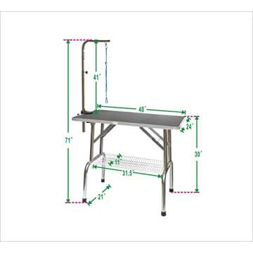 Go Pet Club Heavy Duty Stainless Steel Dog Grooming Table - Adjustable & Portable