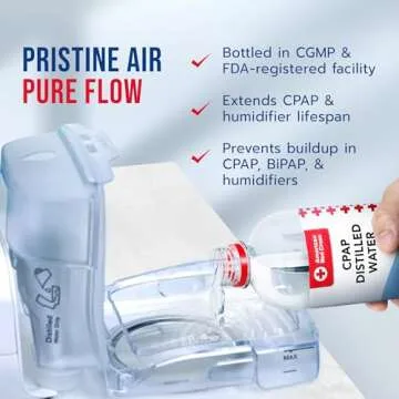 Resway American Red Cross Distilled Water | Travel Bottles for Resmed, Respironics Machines, Personal Humidifier | Medical Supplies for Vacation | Travel-Friendly, Clean | 12oz H2O (12 Pack)