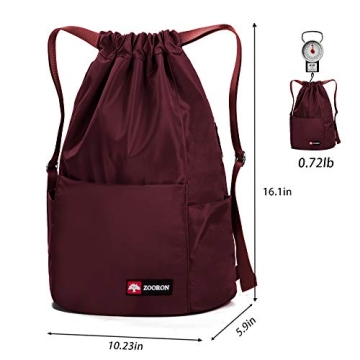 ZOORON Waterproof Drawstring Gym Backpack for All Activities