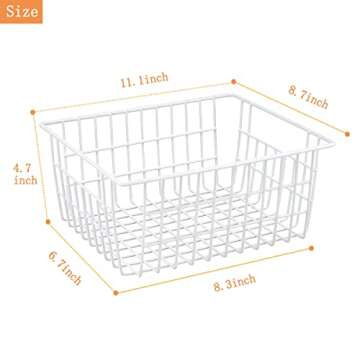 LOSYHU 4 Pack White Wire Baskets for Organizing Office Wire Storage Baskets Wire Baskets White Metal...