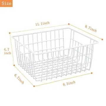 LOSYHU 4 Pack White Wire Baskets for Organizing Office Wire Storage Baskets Wire Baskets White Metal...