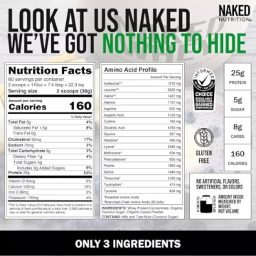 Naked Chocolate Whey Protein Powder for Muscle Recovery and Growth