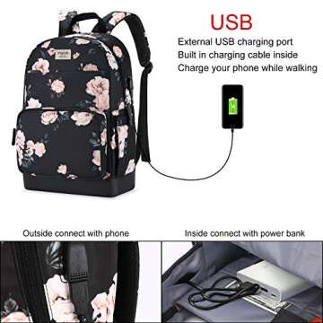 MOSISO 15.6-16 inch Laptop Backpack for Women, Polyester Anti-Theft Stylish Casual Daypack Bag with ...