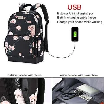 MOSISO 15.6-16 inch Laptop Backpack for Women, Polyester Anti-Theft Stylish Casual Daypack Bag with ...