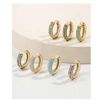 AnnBabic Ear Cuffs for Women - CZ Paved Hoop Conch Cuff Earrings for Men - Sparkle Rhinestones Clip ...