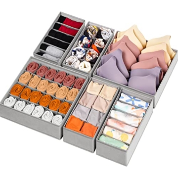 6 Pack Drawer Organizers for Socks and Underwear