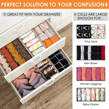6 Pack Drawer Organizers for Socks and Underwear
