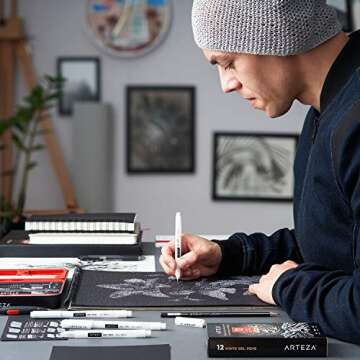 ARTEZA 12 Pack White Gel Pens - Perfect for Artists