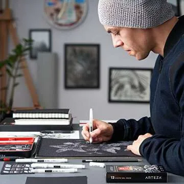 ARTEZA 12 Pack White Gel Pens - Perfect for Artists