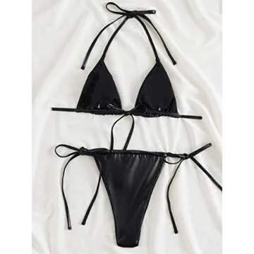 SOLY HUX Women's Metallic Halter Top Two Piece Swimsuit - Stylish and Comfortable Beachwear