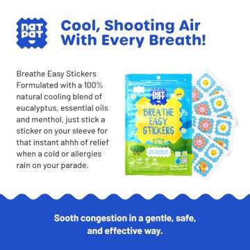 NATPAT Breathe Easy Stickers - Stuffy Patch for Kids and Adults - All-Natural Cold and Allergy Relie...