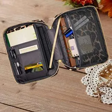 Bible Covers for Women Girls Bible Case Large Size with Pockets Strap Zipper LDS Bible Book Carrying Case for Mother Ladies Inspiring Christmas Gifts Bible Journal Protective Carrier Church Floral