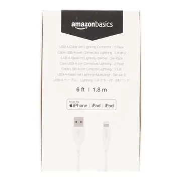 Amazon Basics 2-Pack Fast Charging USB-A to Lightning ABS Durable Charger Cable, MFi Certified for Apple iPhone Charging, iPhone 14 13 12 11 X Xs Pro, Pro Max, Plus, iPad, 6 Foot Length, White