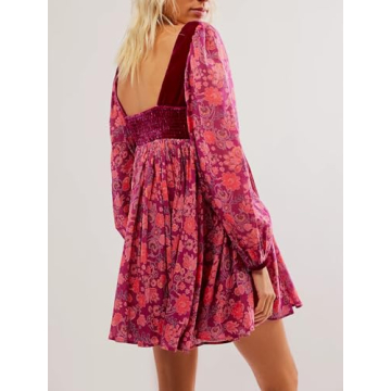 Trendy Women Y2K Floral Mini Dress - Elegant Long Sleeve Style
