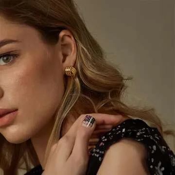 shinelab Golden Plated Knot Link Earrings for Women, Chunky Golden Geometric Drop Dangle Earrings Trendy Jewelry