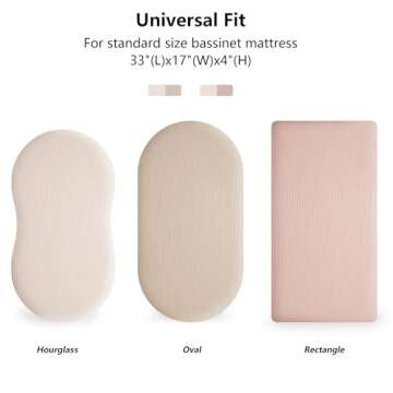 MairMore Muslin Bassinet Sheets for Babies – Soft & Breathable 100% Cotton Fitted Sheets for Oval,...