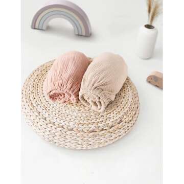 MairMore Muslin Bassinet Sheets for Babies – Soft & Breathable 100% Cotton Fitted Sheets for Oval, Rectangle, Hourglass Bassinet Mattress Pads, 2-Pack (Ivory & Pink)