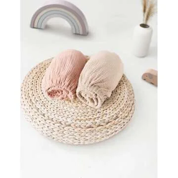 MairMore Muslin Bassinet Sheets for Babies – Soft & Breathable 100% Cotton Fitted Sheets for Oval, Rectangle, Hourglass Bassinet Mattress Pads, 2-Pack (Ivory & Pink)