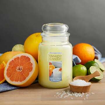 Yankee Candle Juicy Citrus & Sea Salt Scented, Classic 22oz Large Jar Single Wick Candle, Over 110 H...