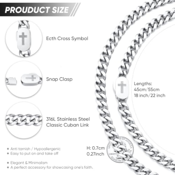 VNOX Silver Cross Necklace for Men – Stylish Hip Hop Jewelry